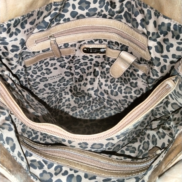 Cute rustic tan leather tote purse by Perlina - Picture 5 of 12